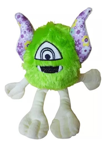 Peluche Apego Mascotas Mounstro Chifle Soft Floreado Verde