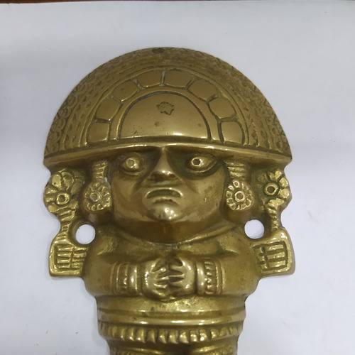 Antiguo Adorno De Bronce Figura Maya Perú (Usado)