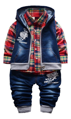 Yao - Conjunto De Ropa Para Beb, 3 Piezas, Camisa Jeans, Y C