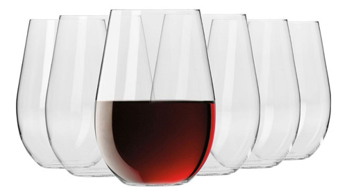 Copa Sin Tallo Pie Vino Vaso Línea Harmony Set X6u Krosno Color Cristal