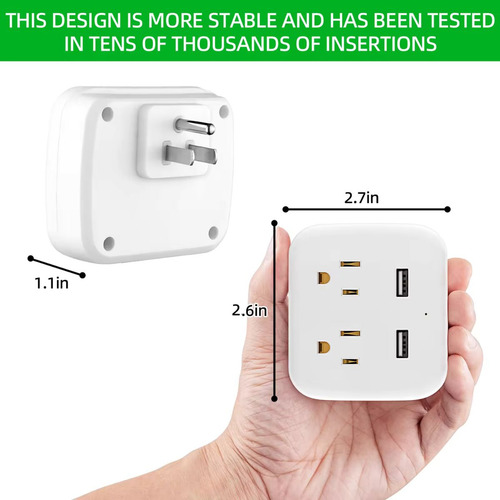 Enchufe Múltiple 2 Usb 2 Salidas Extensión De Pared