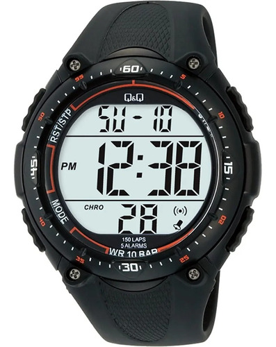 Reloj Q&q Digital Malla Pvc Esfera M010j001y Deportivo Negro