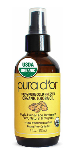 Aceite De Jojoba Dorado Orgánico Pura D'or (4oz/4 Onzas/118m