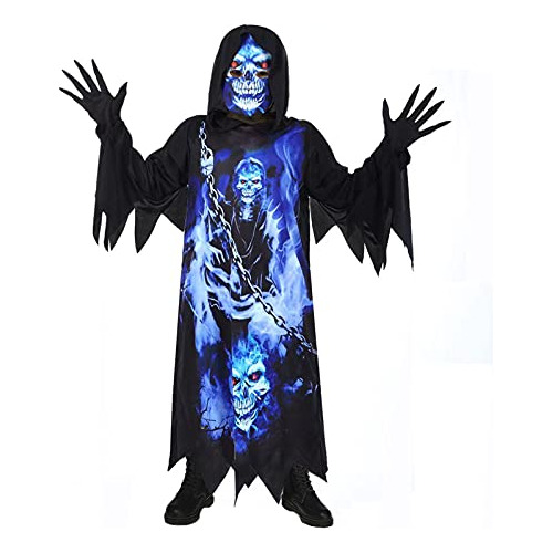 Trajes De Miedo De Niños Halloween Skeleton Robe Spook...