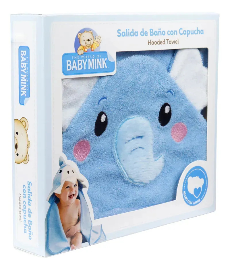 Toalla De Baño Con Capucha Para Bebé Baby Mink Bm324 Color Azul