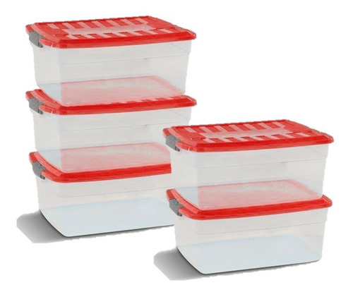 Caja Organizadora Plástica 17l C/tapa Trabas Colombraro X 5u