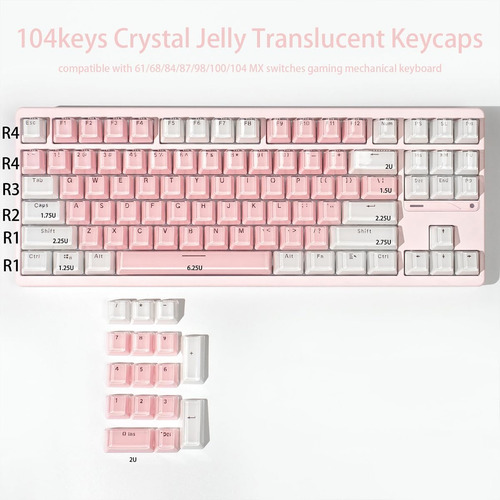 Mintcaps Keycaps - 104 Keys Jelly White White Keycaps Custom