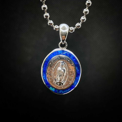 Dije Virgen De Guadalupe, Plata 950 Con Ópalo Y Cadena 925