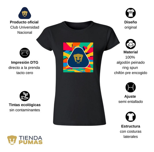 Playera Mujer Pumas Unam Logo Multicolor