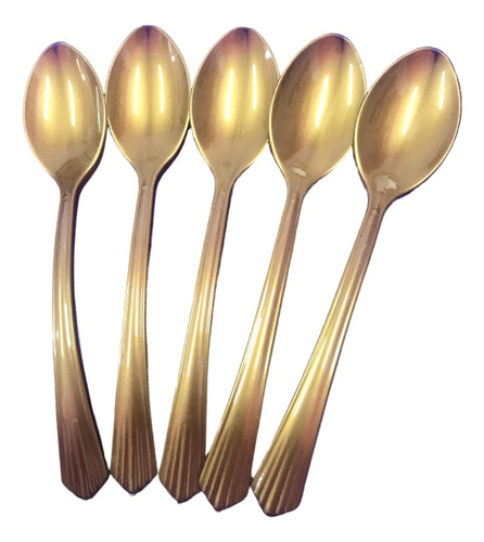 10 Cucharas Elegantes De 19cm Color Dorado Ideal Para Fiesta