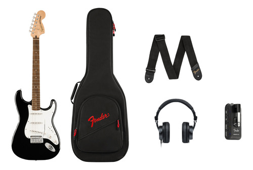 Kit Guitarra Eléctrica Squier Stratocaster C/ Amplificador Color Negro Material Del Diapasón Amaranth Orientación De La Mano Diestro