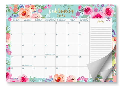 S&o Acuarela Floral Calendario De Escritorio Grande De Enero