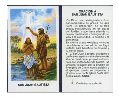 Estampas San Juan Bautista Con Oracion X 100 Santoral 