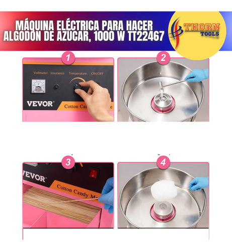 Máquina Eléctrica Para Hacer Algodón De Azúcar, 1000 W Color Rosa