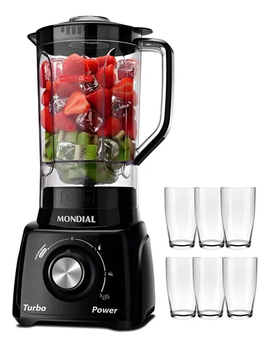 Liquidificador Mondial Turbo Power L-99 Fb Preto Com 3 Veloc - Pr...