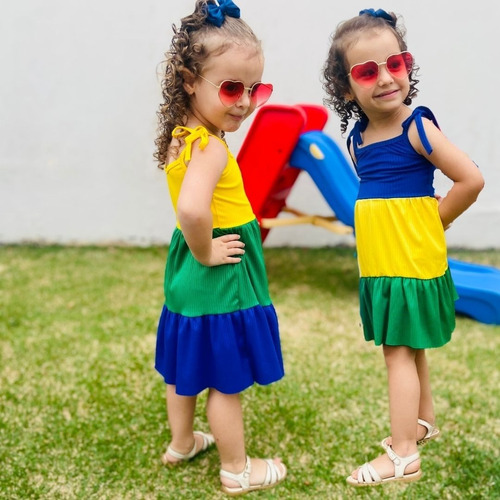 Vestido Infantil Menina Três Maria Copa Do Mundo Modinha 