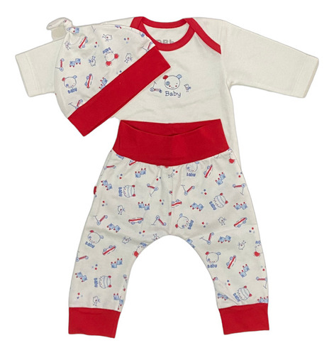 Conjunto 3 Piezas Algodón Dulcebb Estilo Estampado Para Niño