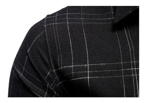 D Polera De Franela De Manga Larga Para Hombre Con Botón A C