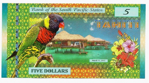 Fk Billete Tahiti 5 Dolares 2015 Polimero No Circulado