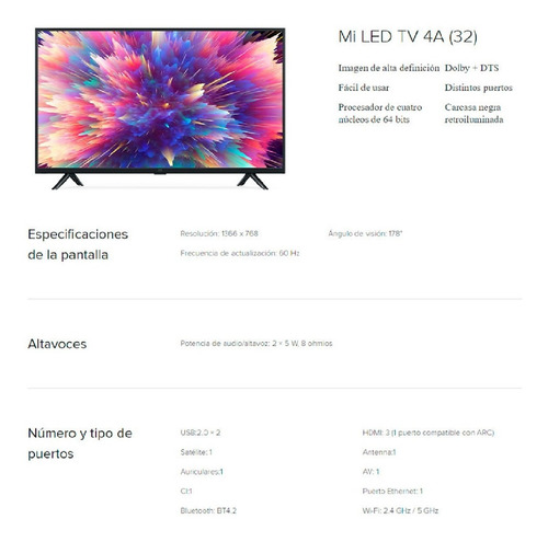 Xiaomi Mi Led Tv 4a 32 Pulgadas Versión Europea