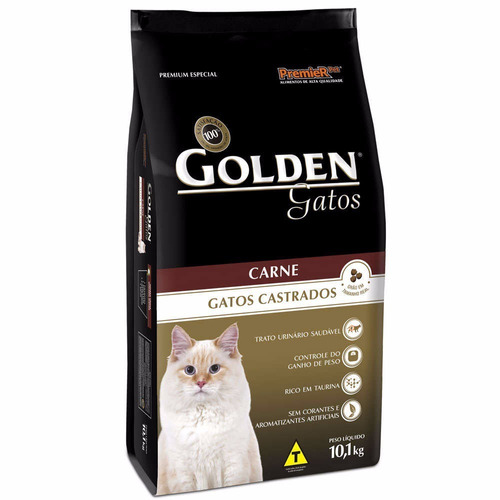 Ração Premier Pet Golden Carne Para Gatos Castrados 10,1 Kg