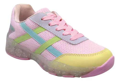 Tenis Niña Rosas Colores Suela Brillos Antiderrapante Fareli