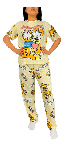 Pijama Garfield Personajes Dama Pantalón, Short Y Calcetas