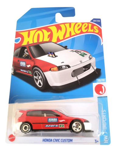 Mattel 2022 1:64 Honda Civic Custom Red Toast Hw J-Imports 10/10 204/250