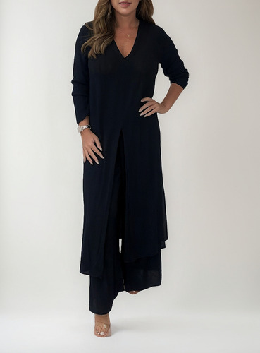Conjunto De Camisa Con Cuello En V Y Pantalón Para Mujer