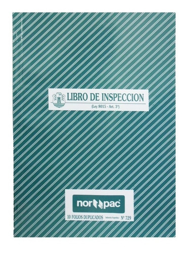 Libro De Inspecciones Nro.729 X 10 Folios Duplicados Norpac