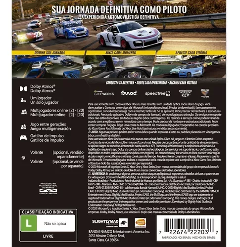 Jogo PS4 Corrida Project Cars 3 Mídia Física Novo Lacrado - BANDAI