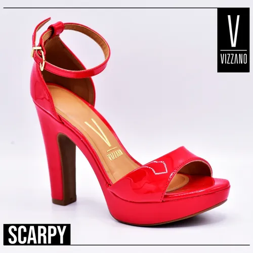 Zapatos Mujer Vizzano Sandalia Taco Fino Charol Scarpy