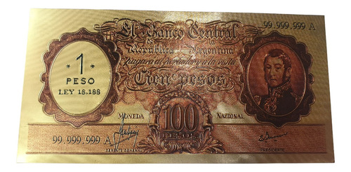 Billete Coleccionable Replica Resellado A 1 Peso Color Oro