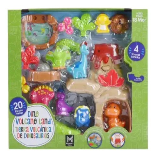 Set De Juego Tierra Volcánica De Dinosaurios Con 20 Pzas Msi