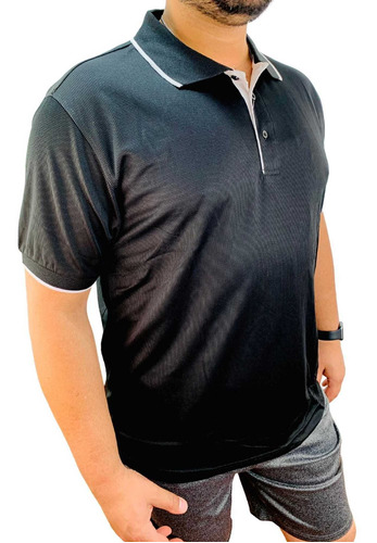Imagem 1 de 5 de Camiseta Polo Tecido Estilo Dryfit Masculina Plus Size