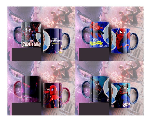 12 Plantillas Spiderman Taza Editbale Psd