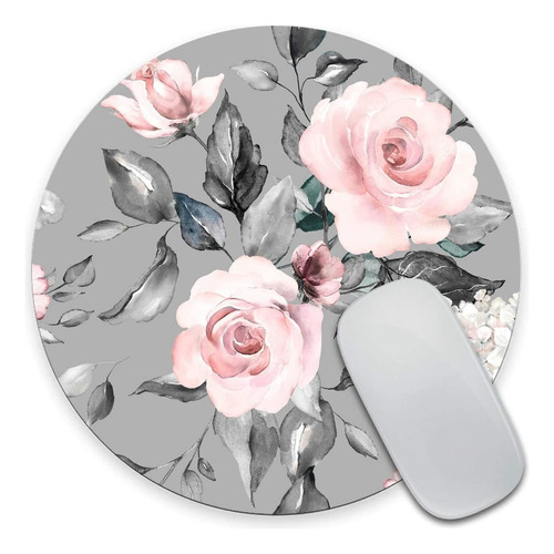 Amcove Spring Flowers And Leaves Round Mousepad Roses Mousep