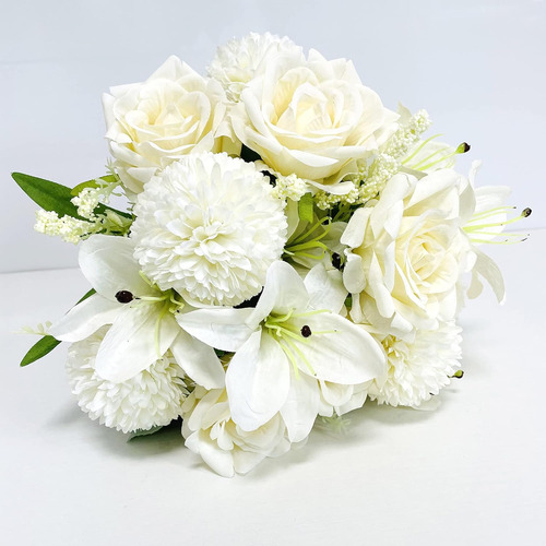 2 Ramos De Flores Artificiales De Rosas, Hortensias Y Lirios
