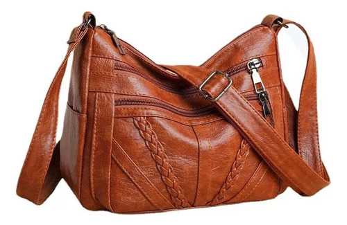 Bolso Bandolera De Mujer De Piel Lisa Con Múltiples Bolsillo