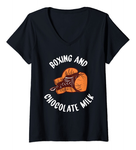 Camiseta De Cuello En V Boxeo Y Chocolate Con Leche En V
