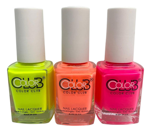 Color Club Juego 3 Esmaltes De Gel Neón Cálidos