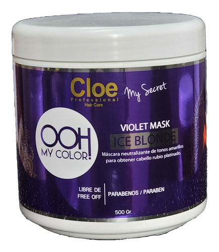 Cloe Mascara Capilar Violet Ice Blonde Formato Grande 500 Gr