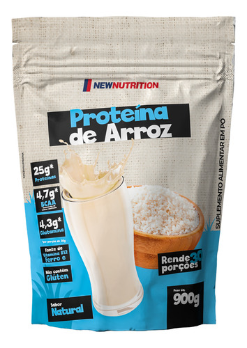 Proteína Do Arroz Natural Rice Protein Vegano 900g NewNutrition