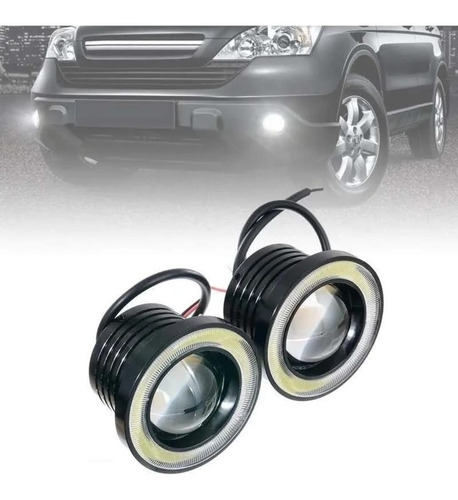 Imagen 2 de 10 de Par Focos Neblineros Led Ojos De Ángel 89mm Blanco + Blanco