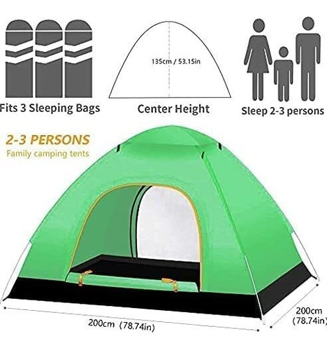 Camping Automatic Pop Up Family Dome Tent 2-4 Persons Uv