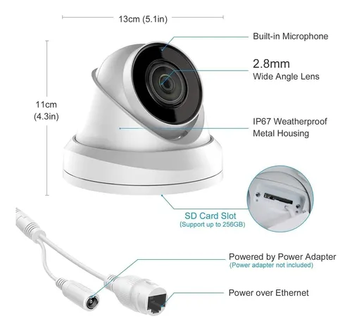 Camara Domo Tipo Torreta Poe Ip Eci-t24f2 De 4 Mp, 2,8 Mm...