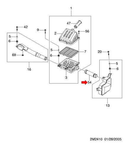 Imagen 3 de 4 de Ducto De Aire Purificador De Motor A Resonador Chevro. Spark