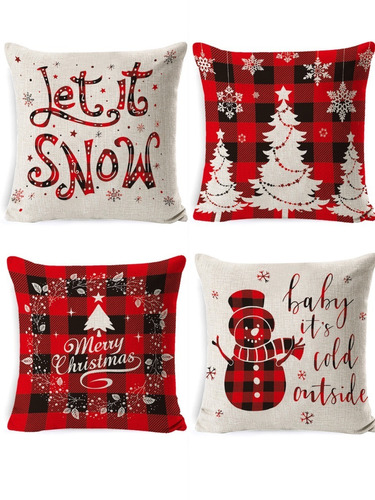 4 Fundas De Almohada Decorativas Para Invierno, Diseño De Fe