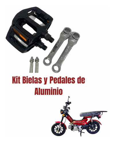 Pedales De Aluminio Más Bielas Y Cuñas Bicimoto 49cc