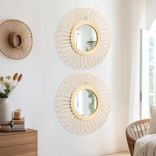 Espejo De Pared Decorativo De 16 Pulgadas En Madera Rústica,